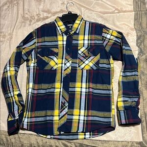 Carbon Blue and Yellow Casual Button Down Shirt